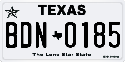 TX license plate BDN0185