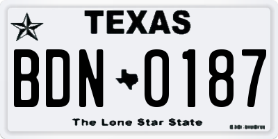 TX license plate BDN0187