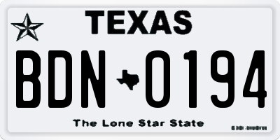 TX license plate BDN0194