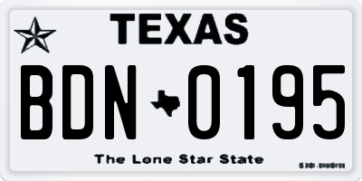 TX license plate BDN0195