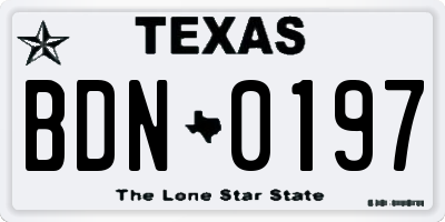 TX license plate BDN0197