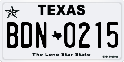 TX license plate BDN0215