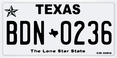 TX license plate BDN0236
