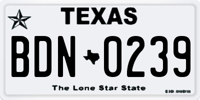 TX license plate BDN0239