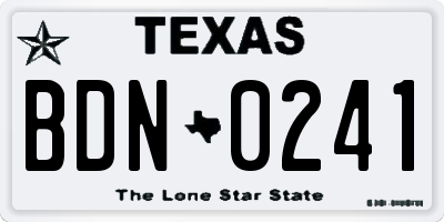 TX license plate BDN0241