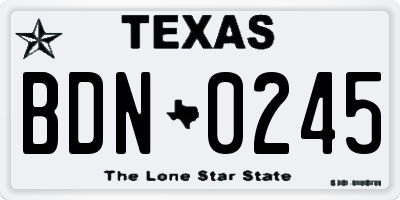 TX license plate BDN0245