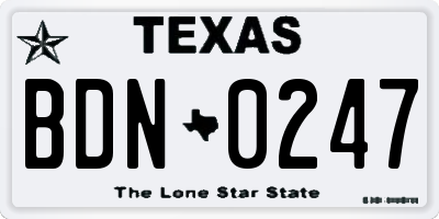 TX license plate BDN0247