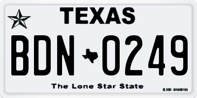 TX license plate BDN0249