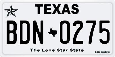 TX license plate BDN0275