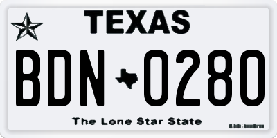 TX license plate BDN0280