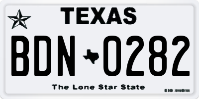 TX license plate BDN0282
