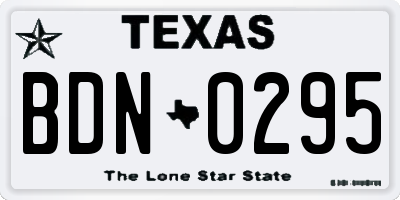 TX license plate BDN0295