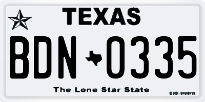 TX license plate BDN0335
