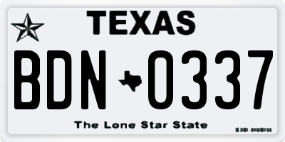 TX license plate BDN0337