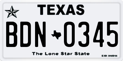 TX license plate BDN0345