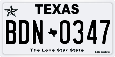 TX license plate BDN0347