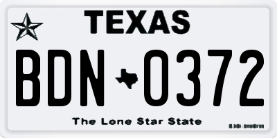 TX license plate BDN0372