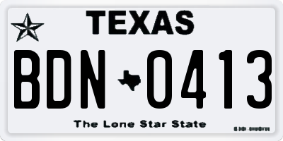TX license plate BDN0413