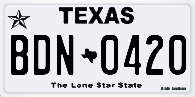 TX license plate BDN0420