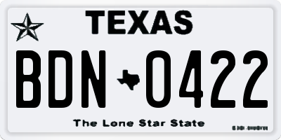 TX license plate BDN0422