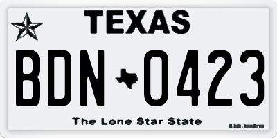 TX license plate BDN0423