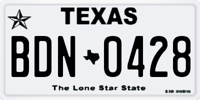 TX license plate BDN0428