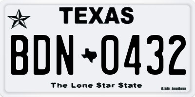 TX license plate BDN0432