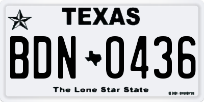 TX license plate BDN0436