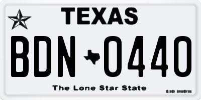 TX license plate BDN0440