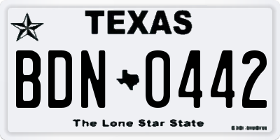 TX license plate BDN0442