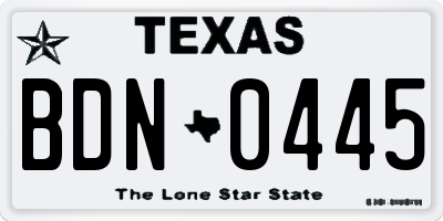 TX license plate BDN0445