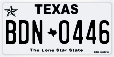 TX license plate BDN0446