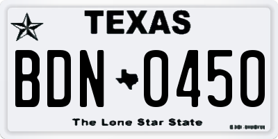 TX license plate BDN0450
