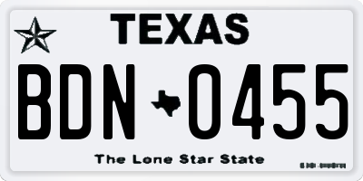 TX license plate BDN0455