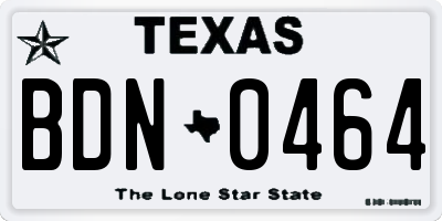 TX license plate BDN0464