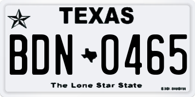 TX license plate BDN0465