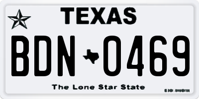 TX license plate BDN0469