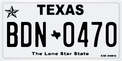 TX license plate BDN0470