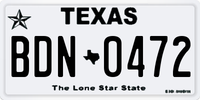TX license plate BDN0472