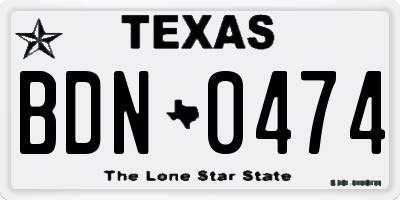 TX license plate BDN0474