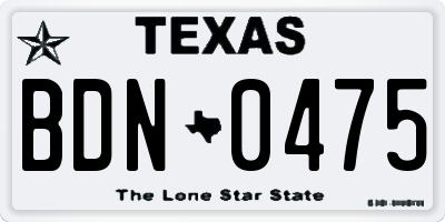 TX license plate BDN0475