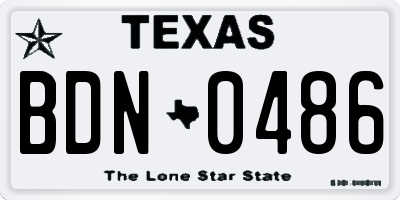 TX license plate BDN0486