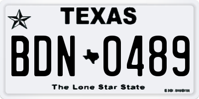 TX license plate BDN0489