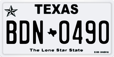 TX license plate BDN0490