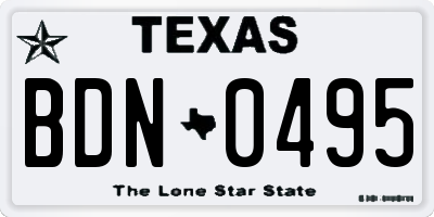 TX license plate BDN0495