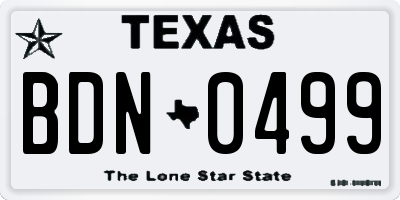 TX license plate BDN0499