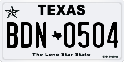 TX license plate BDN0504
