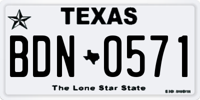 TX license plate BDN0571