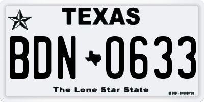 TX license plate BDN0633