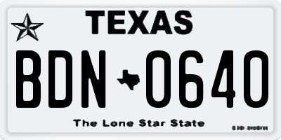 TX license plate BDN0640